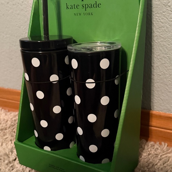 Kate Spade Black Tumbler Set with White Polka Dots - Picture 5 of 5